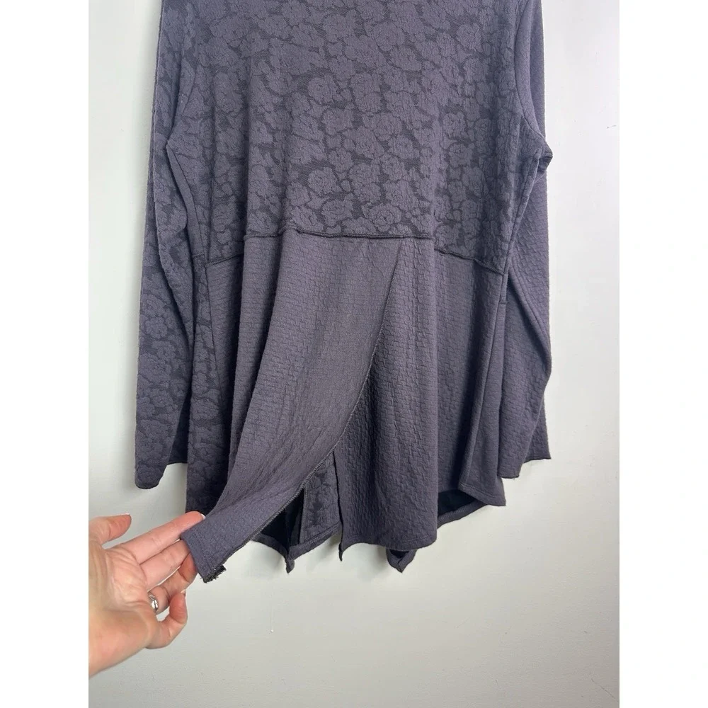 Parsley & Sage Women Large Button Up Tunic Jacket Purple Stretch‎ Floral Artsy